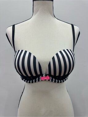 VICTORIA’S SECRET Black & White Strapless Convertible Push-Up Bra 34C Very Sexy